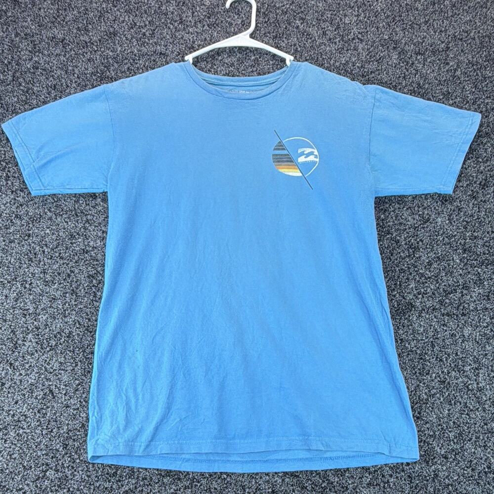 Billabong Men's Blue Logo Graphic Crew Neck Short Sleeve Cotton Knit Tee M